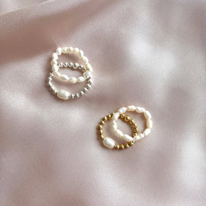 Double Pearl Ring Stack