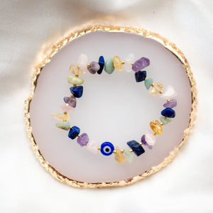 Multicrystal bracelet with Evil Eye